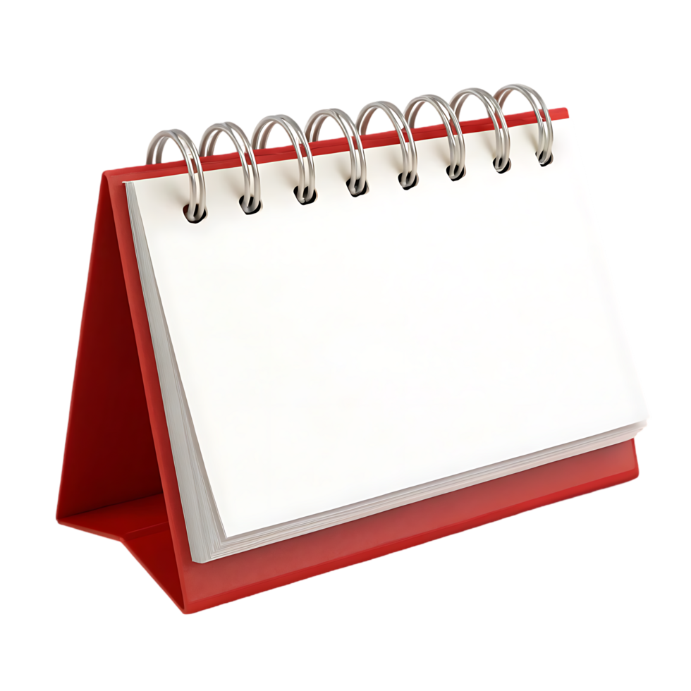 Blank red desktop calendar. Perfect for your design. png