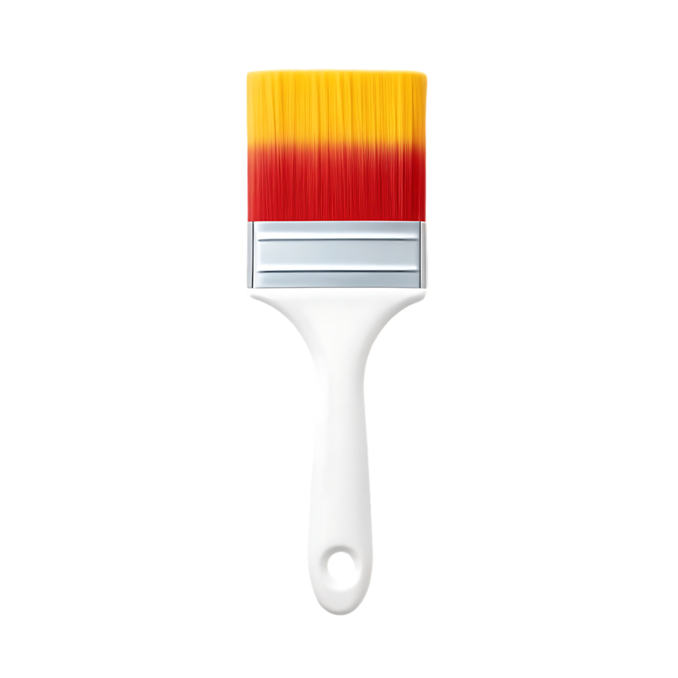 Red and yellow paintbrush isolated on white background png