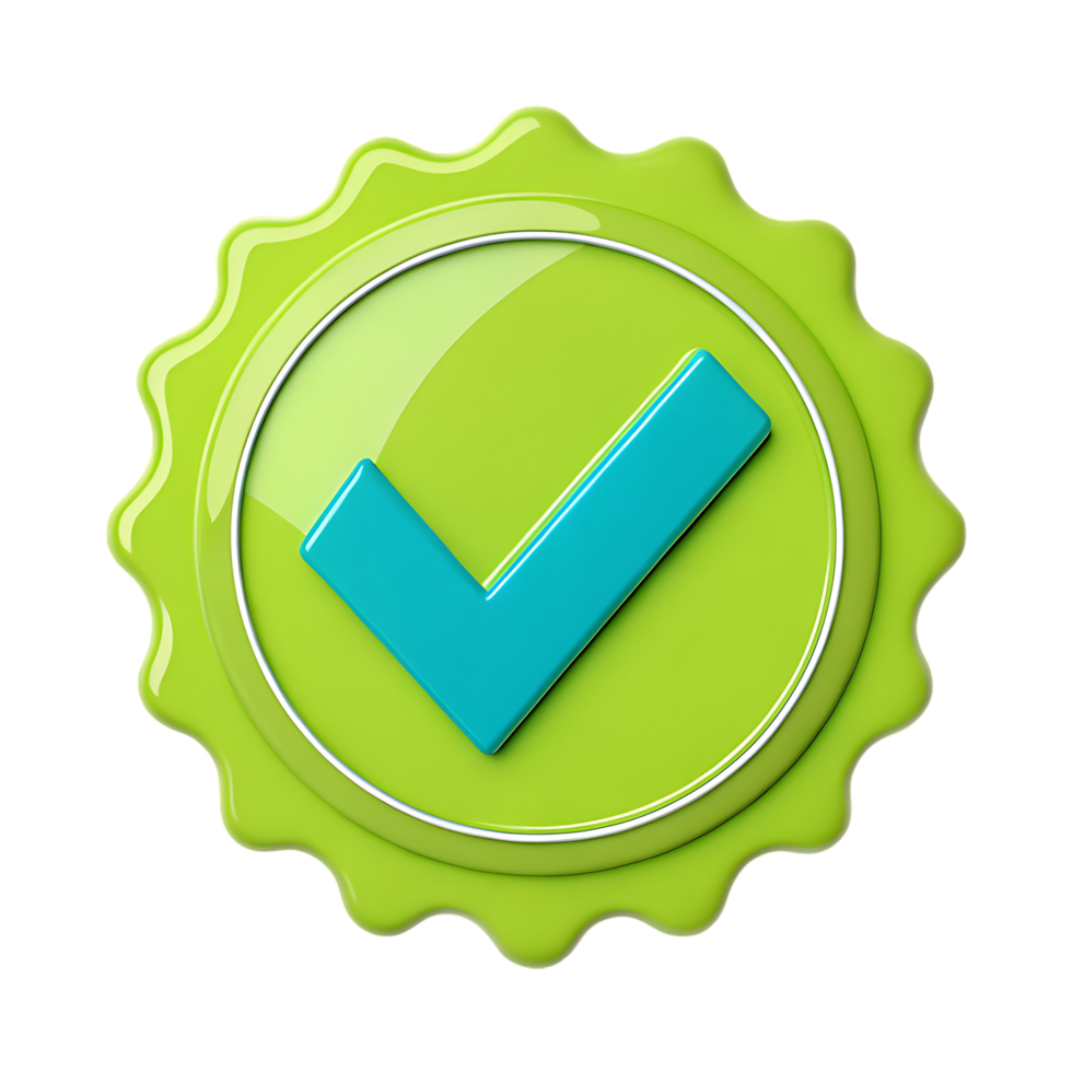 Green checkmark badge, approval, quality, success png