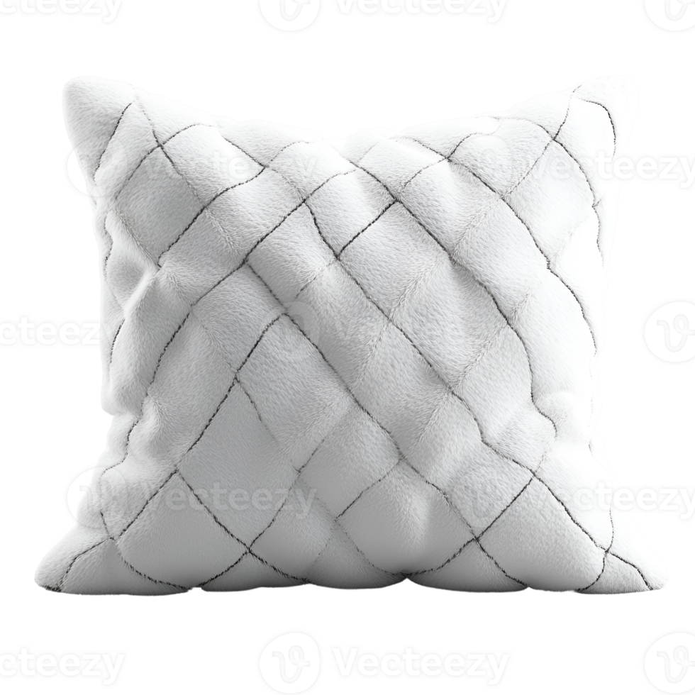 Soft White Faux Fur Throw Pillow with Diamond Stitch Detail png