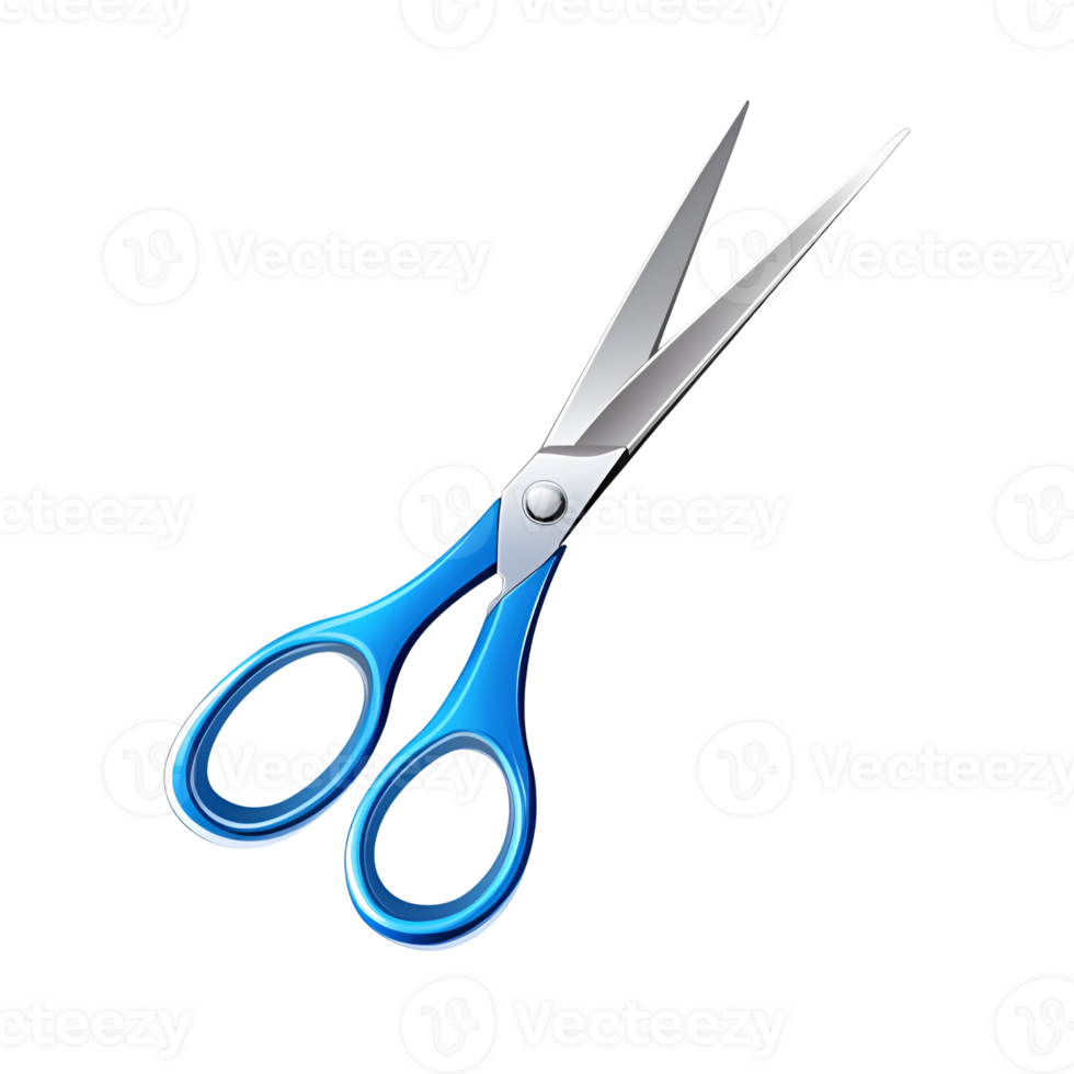 Sharp Blue Scissors Isolated on Black Background A 3D Render of a Modern Tool png