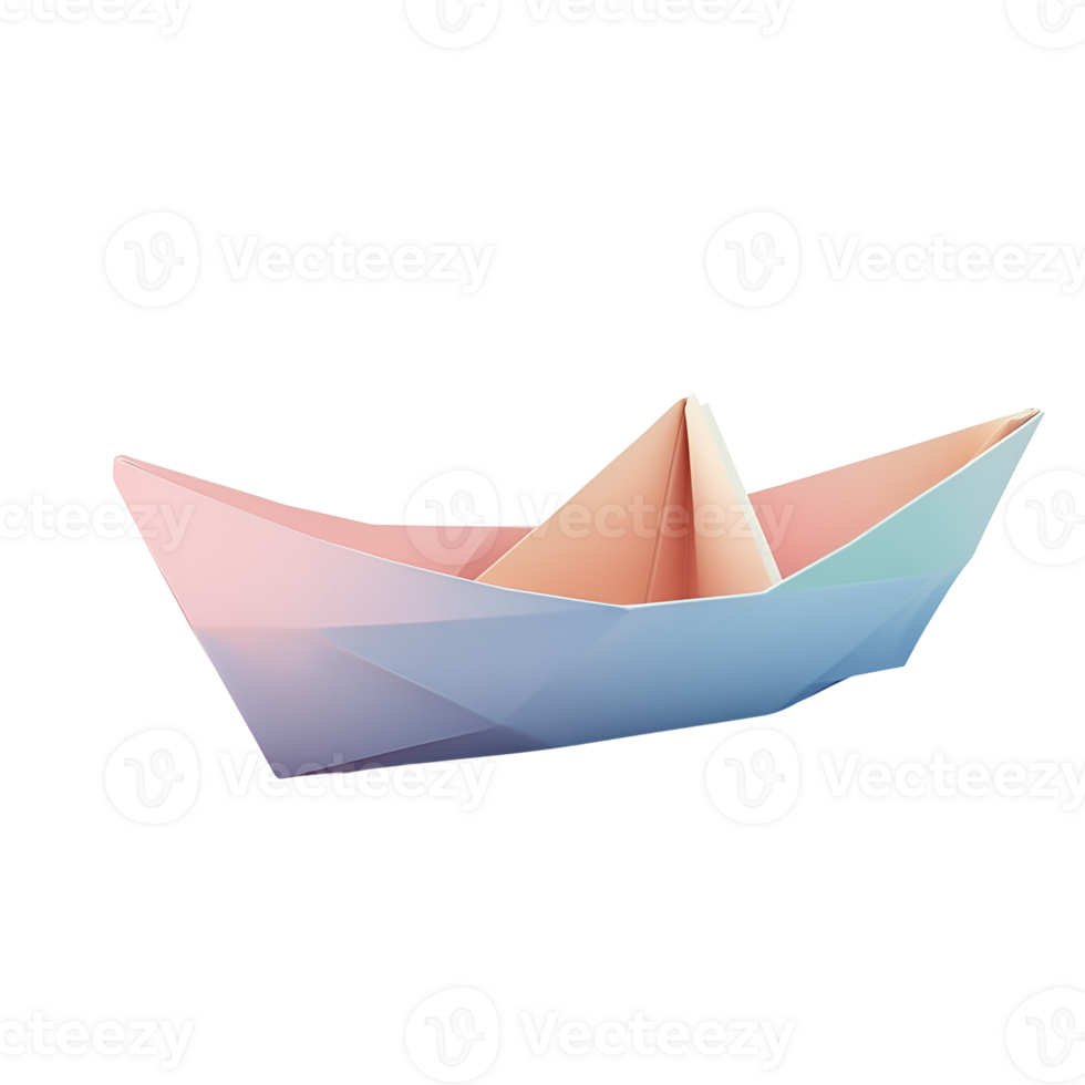 Pastel Origami Paper Boat - Minimalist Craft Design png