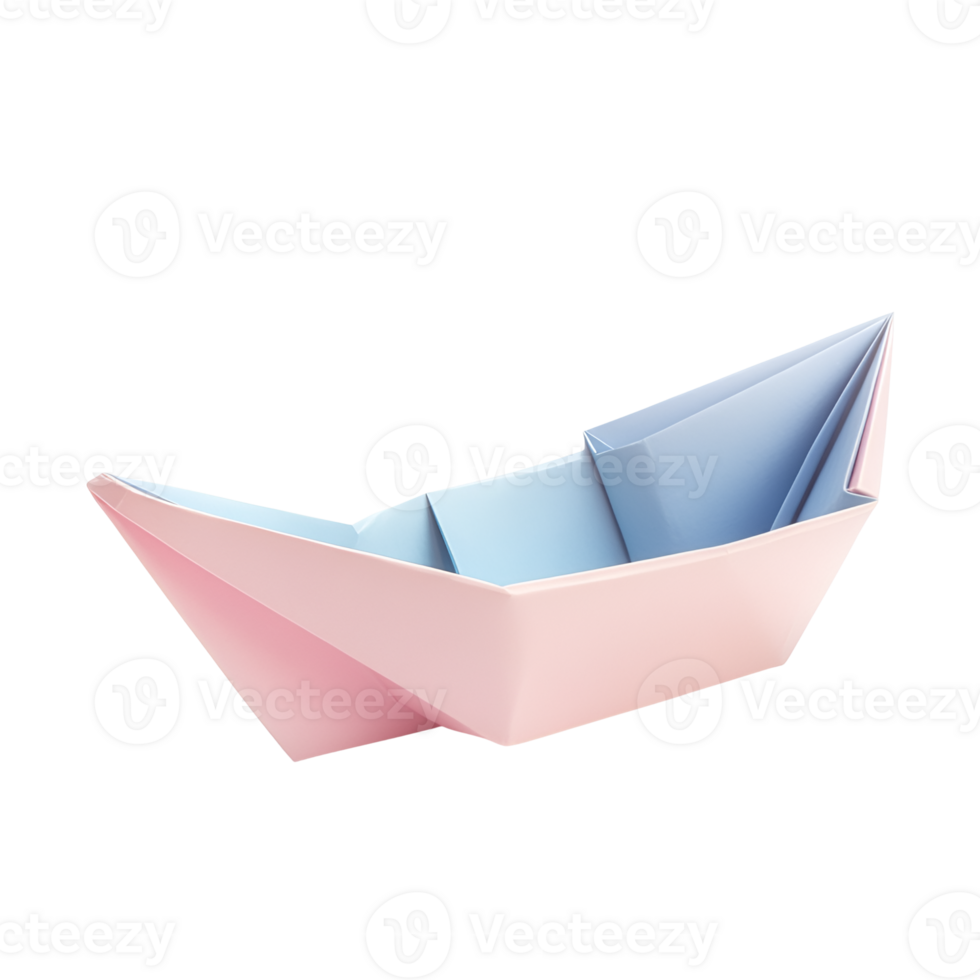 Pastel Pink and Blue Origami Paper Boat png