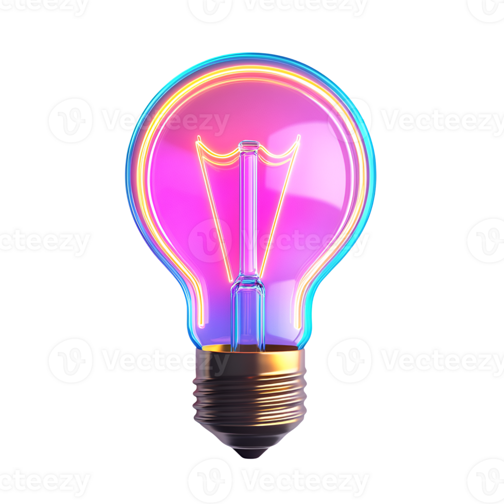 Neon Glowing Lightbulb Innovation and Inspiration Concept png