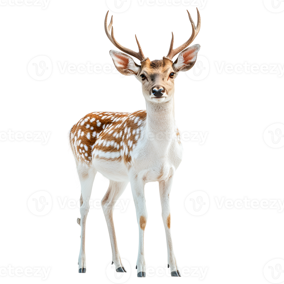 Majestic Fallow Deer with Antlers, Isolated on Black Background png