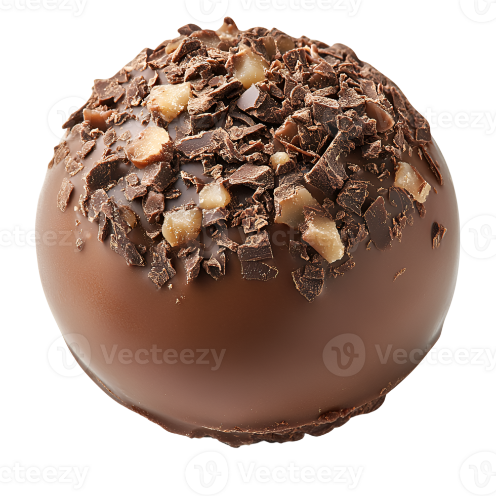 Gourmet Chocolate Truffle with Chocolate Shavings and Toffee Pieces png