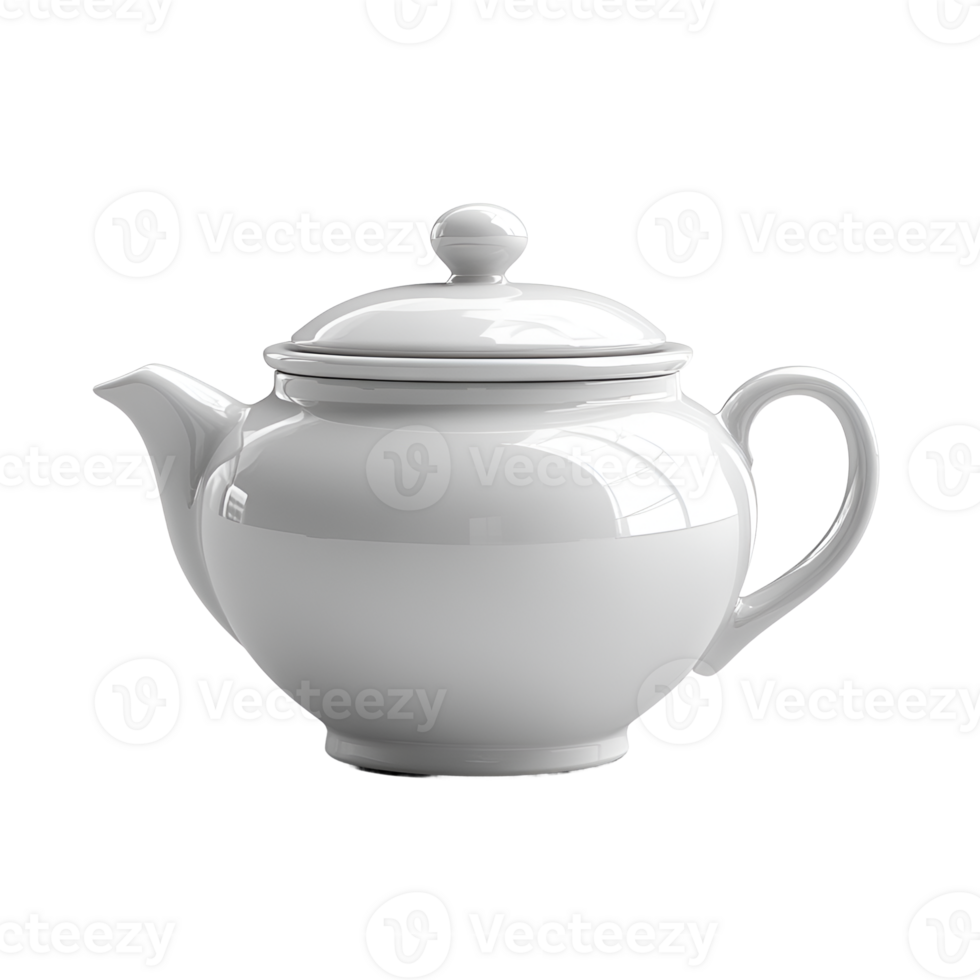 Elegant White Porcelain Teapot with Lid - Studio Shot png
