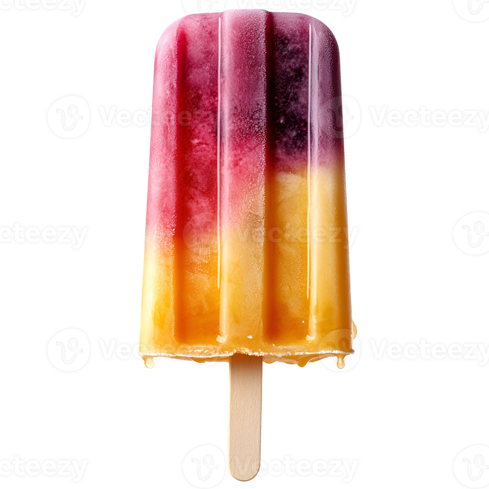 Delicious Two-Tone Fruit Popsicle on transparent Background png
