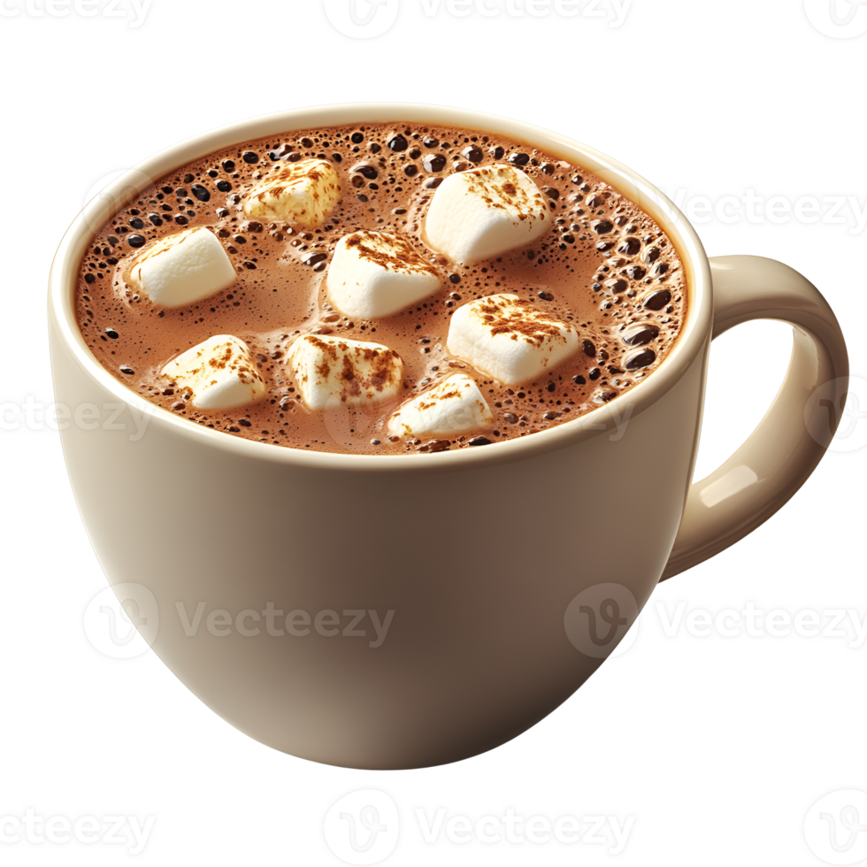 Delicious Hot Chocolate with Marshmallows in a Mug png