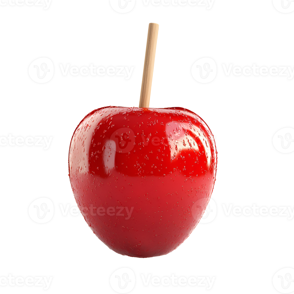 Candy Apple with Wooden Stick on transparent Background png