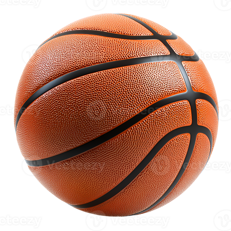 Close-up of a Classic Orange Basketball on a transparent Background png