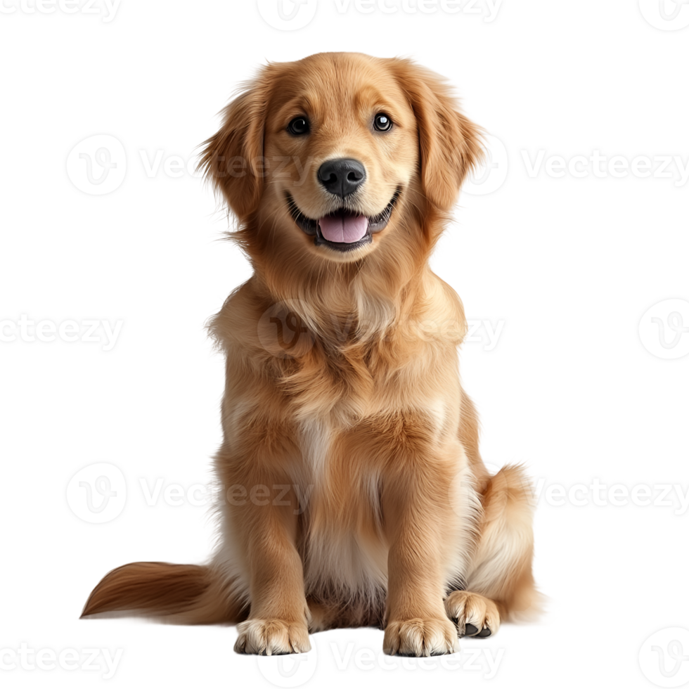 Adorable Golden Retriever Puppy Sitting and Smiling png