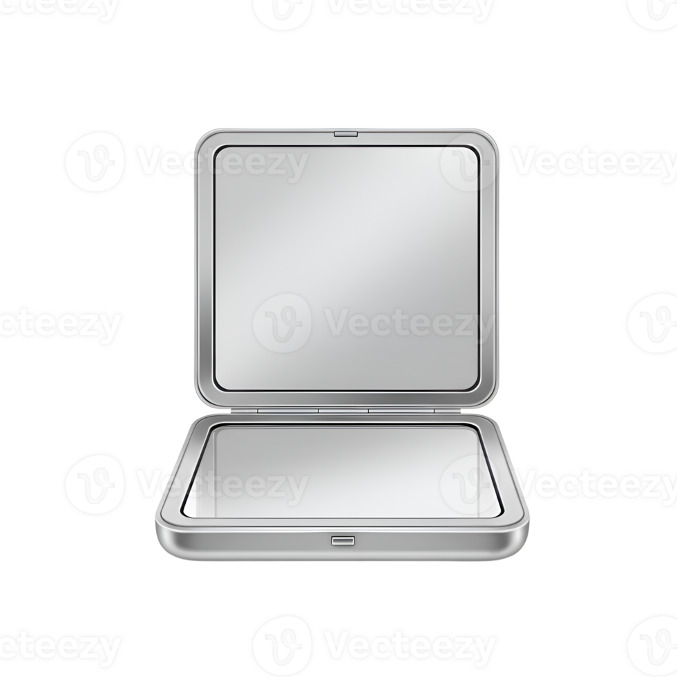 Compact Mirror, Open, Silver, Reflection, Modern Design png