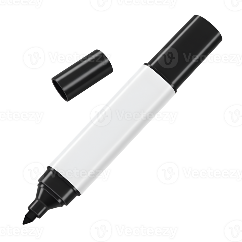 Blank White Marker Pen with transparent Cap - Mockup for Branding png