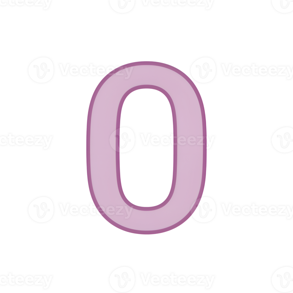 Purple Number Zero, Digit 0, Rounded Font, Isolated on transparent Background png