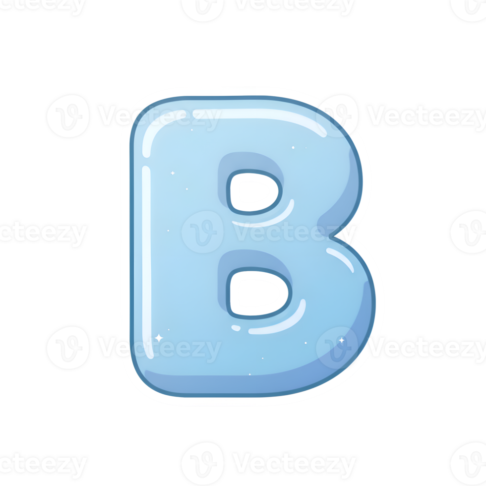 Cute Cartoon Letter B - Light Blue Jelly Style png