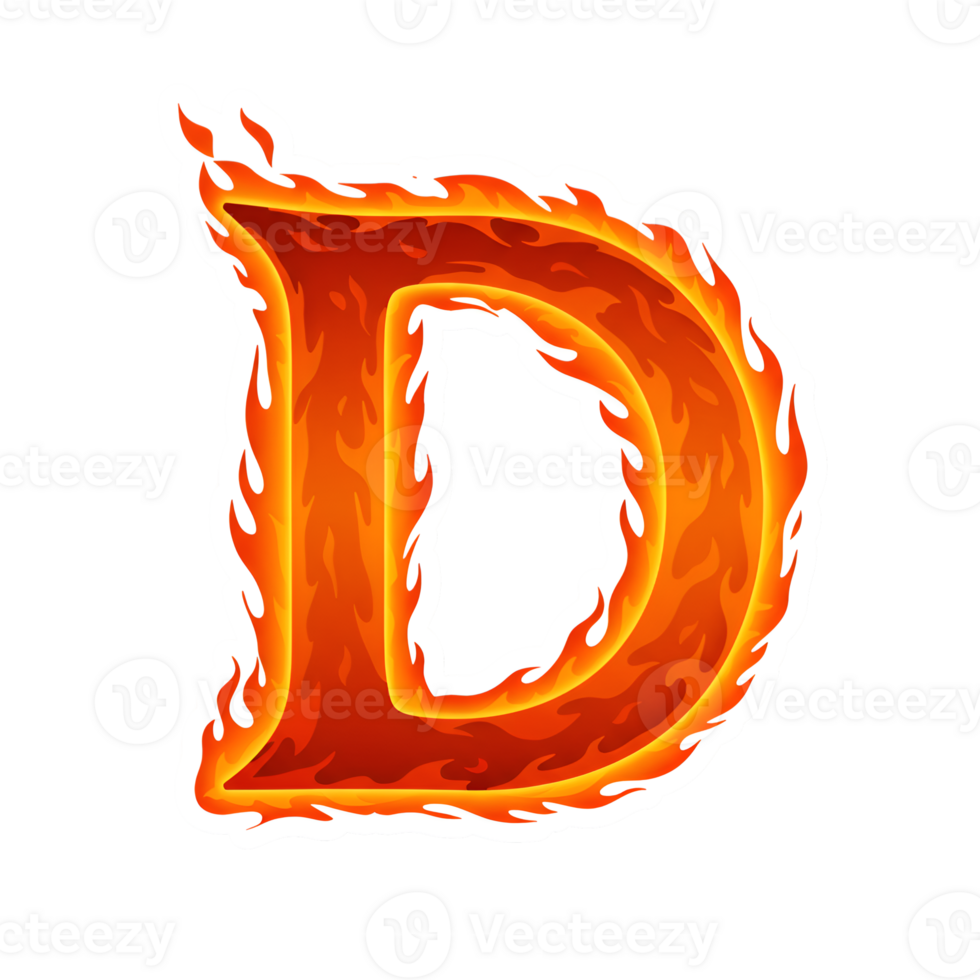 Fiery Letter D Flaming Alphabet Design Element png