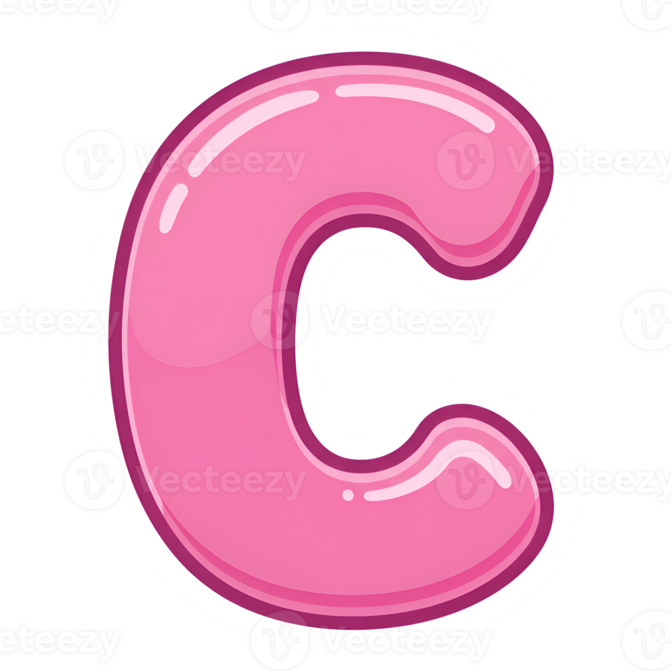 Pink Candy Letter C - Glossy, Cartoon Style Alphabet png