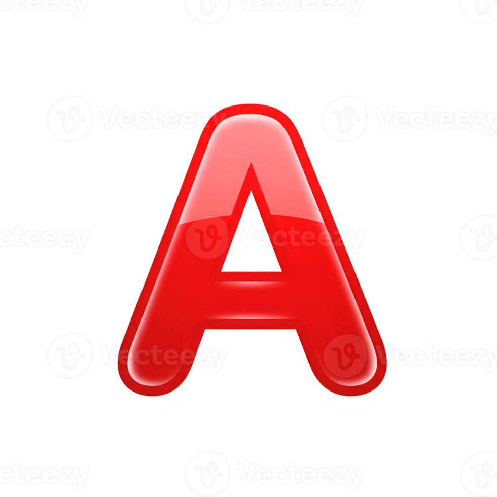 Glossy Red Letter A with White Outline - 3D Alphabet Design Element png