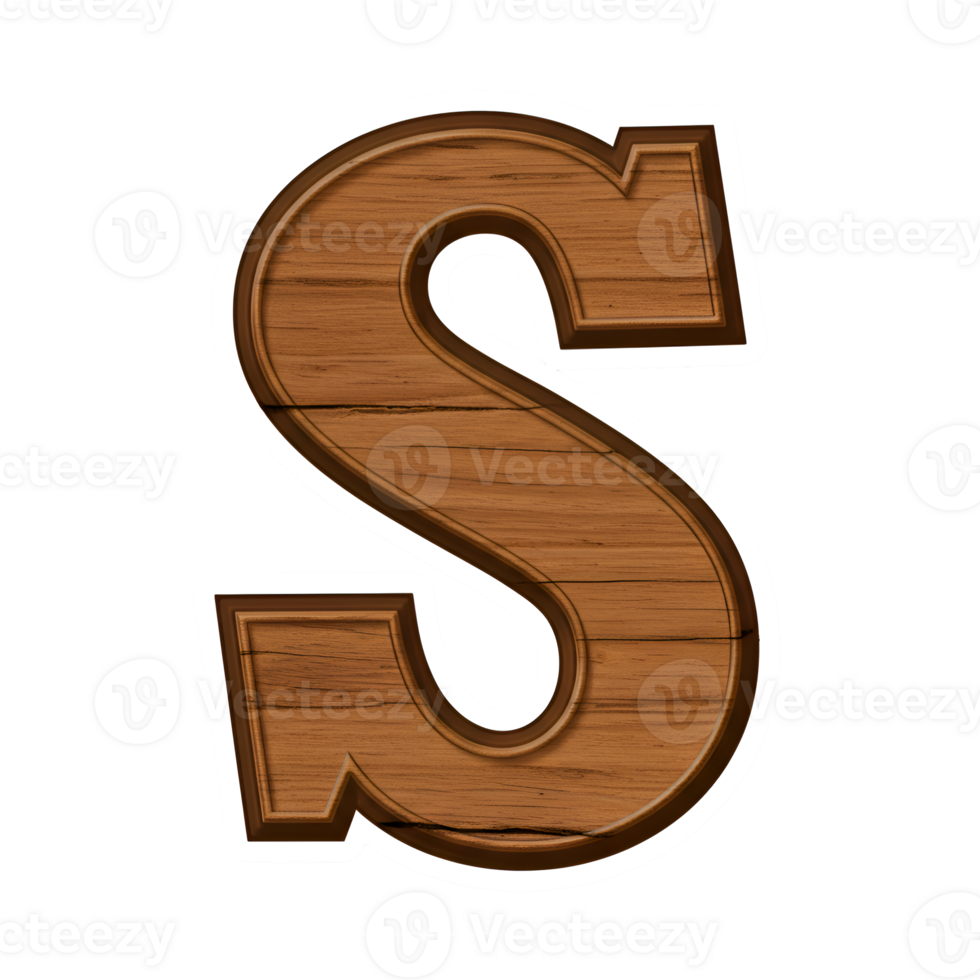 Wooden Letter S - Rustic Alphabet - Brown Wood Texture png
