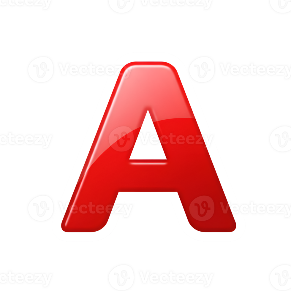 Glossy Red Letter A with White Outline - Alphabet Graphic png