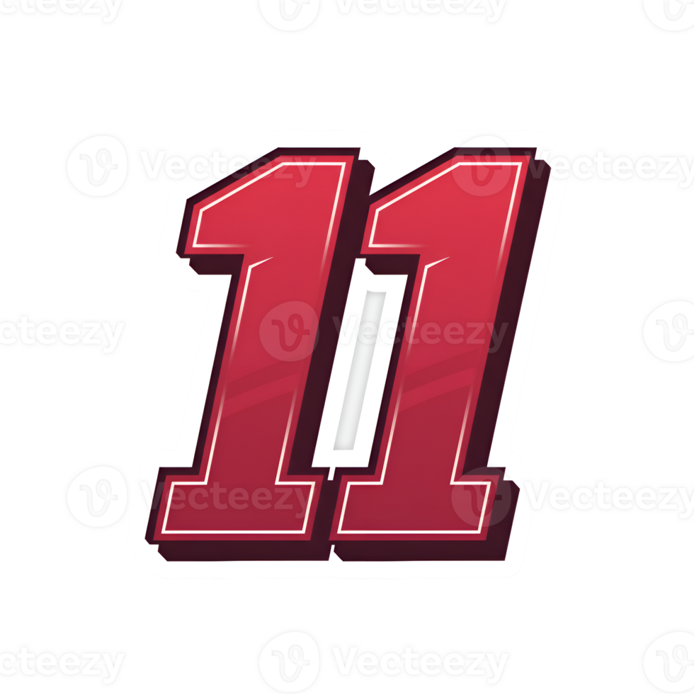 Bold Number Eleven Racing Style Graphic Design Element png
