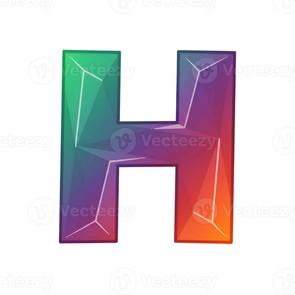 Colorful Low Poly Letter H - Geometric Alphabet Design png