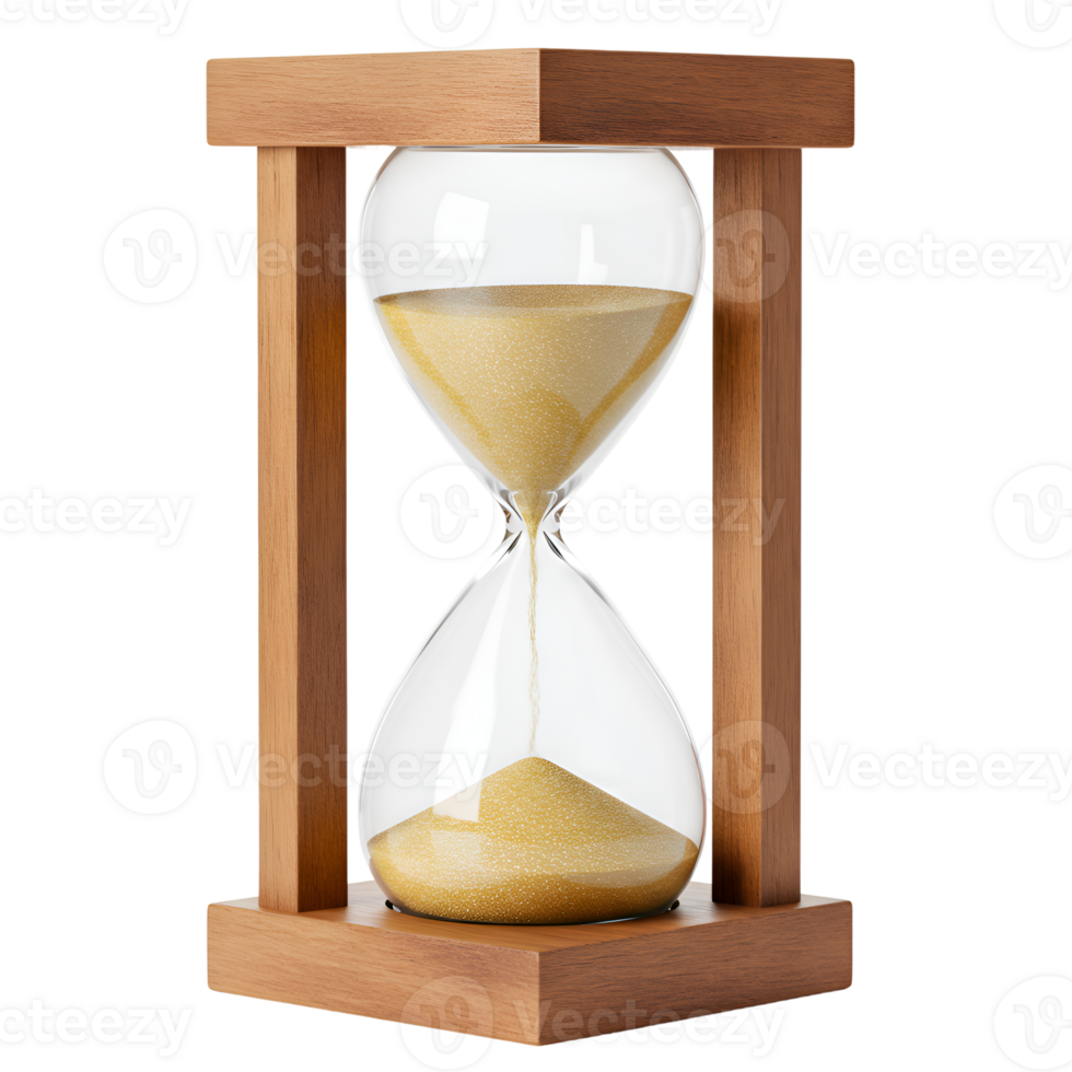 Wooden Hourglass with Golden Sand Time Measurement Concept png