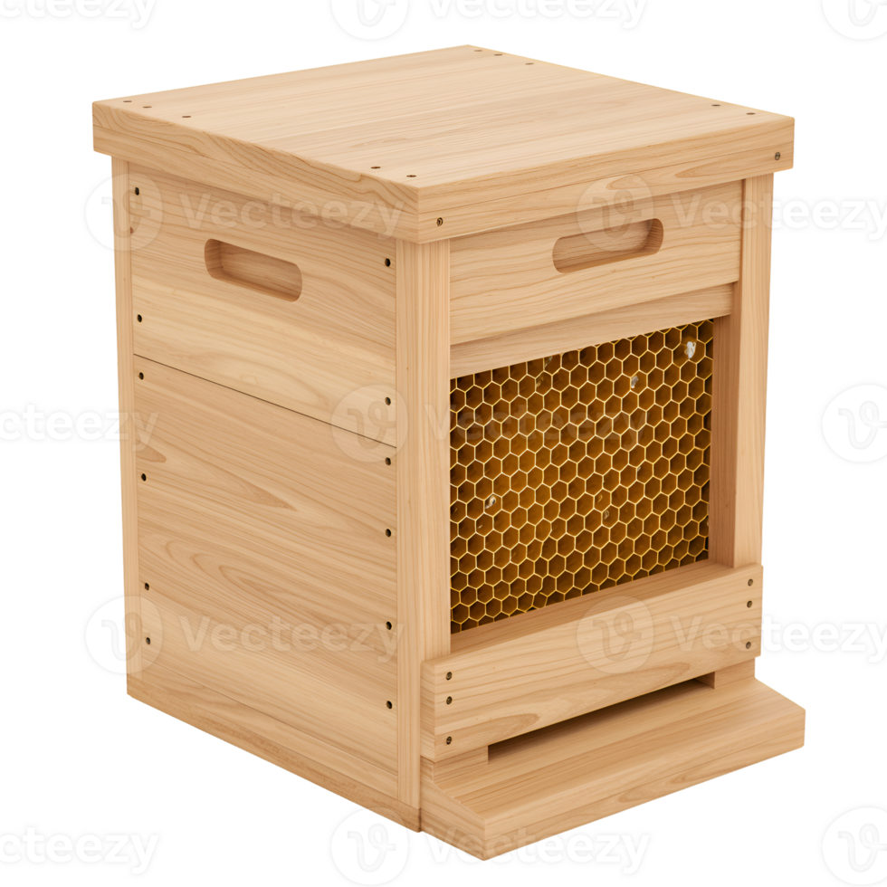 Wooden Beehive with Honeycomb Frame Apiary Equipment for Honey Production png