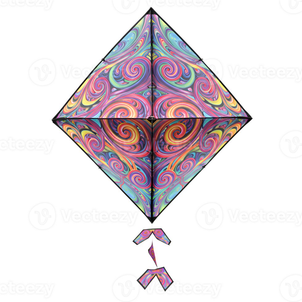 Vibrant Swirl Diamond Kite, Colorful Abstract Design, Fun Outdoor Toy png