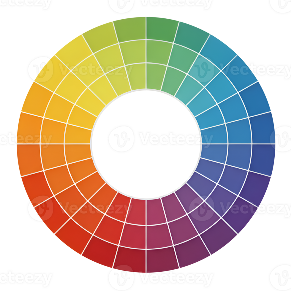 Vibrant Circular Color Wheel Chart Spectrum of Hues and Shades for Design png