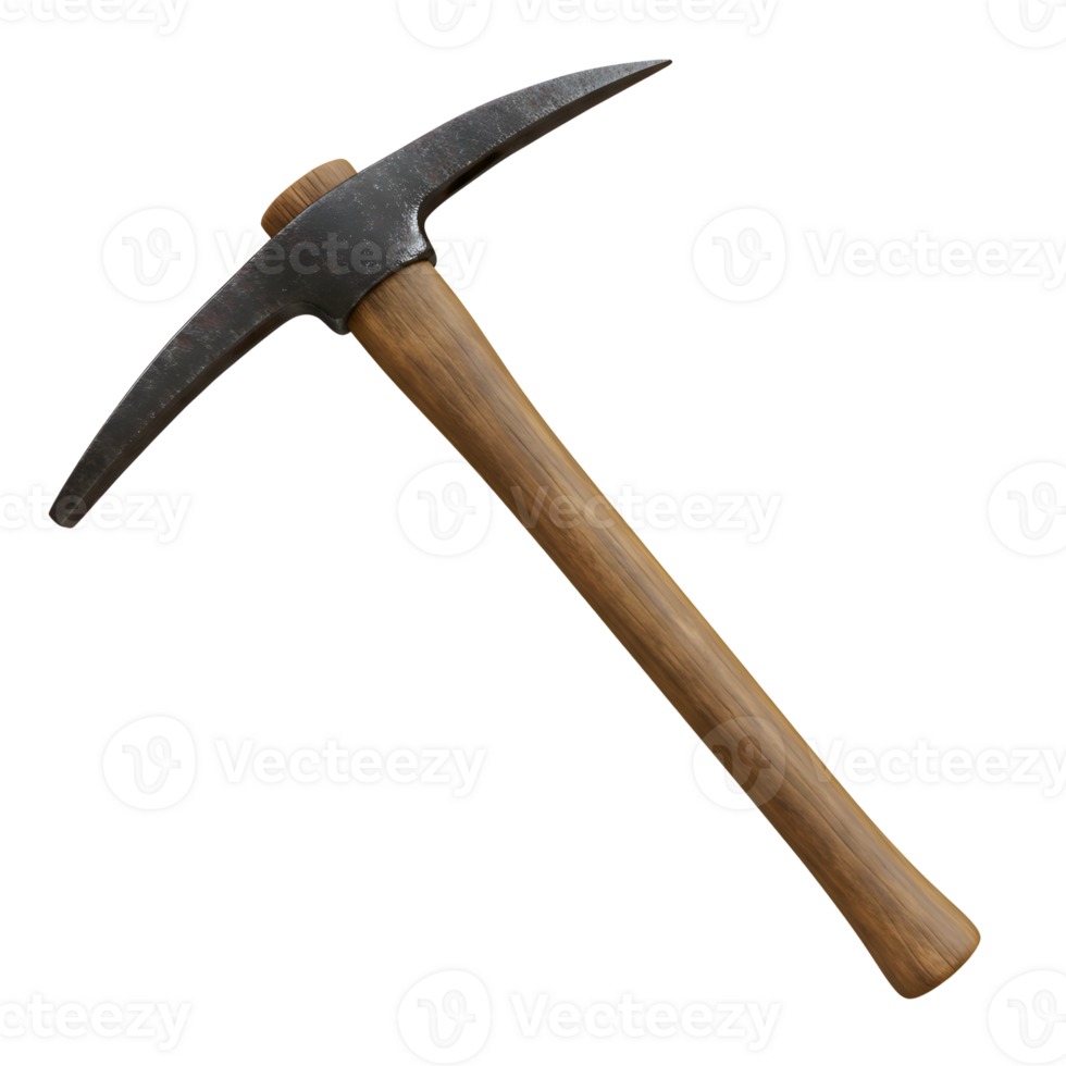 Vintage Pickaxe with Wooden Handle Isolated on Transparent Background png