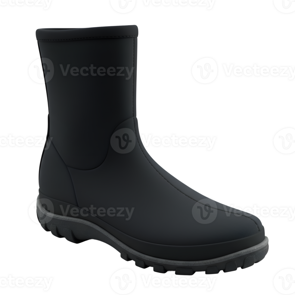 Stylish Black MidCalf Rain Boots with Rugged Outsole png
