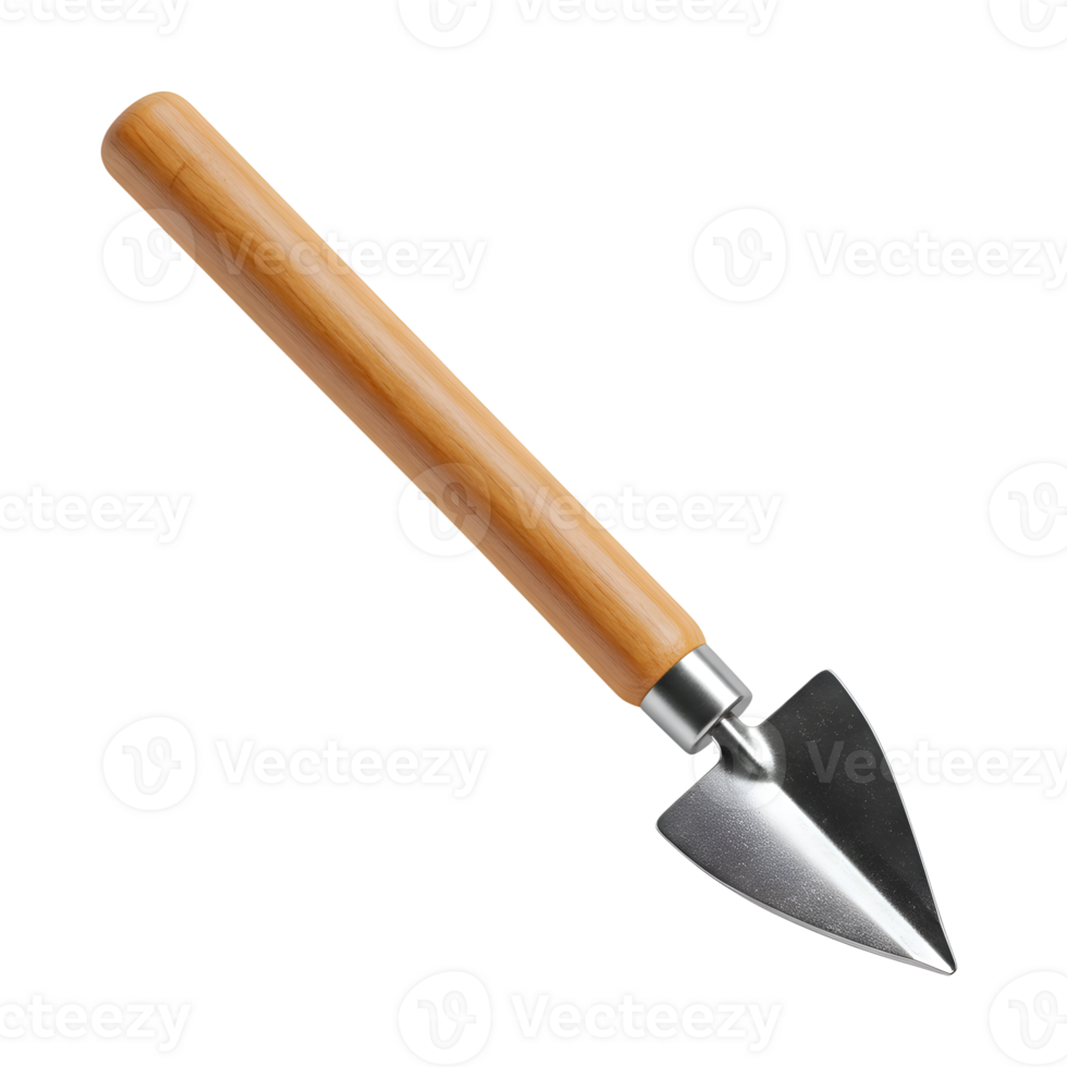 Small Garden Trowel with Wooden Handle, Isolated on Transparent Background png