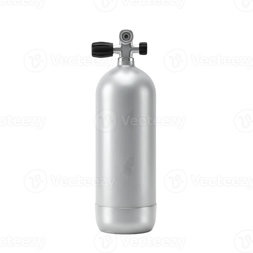 Silver Scuba Diving Tank with Valve Isolated on Transparent Background png
