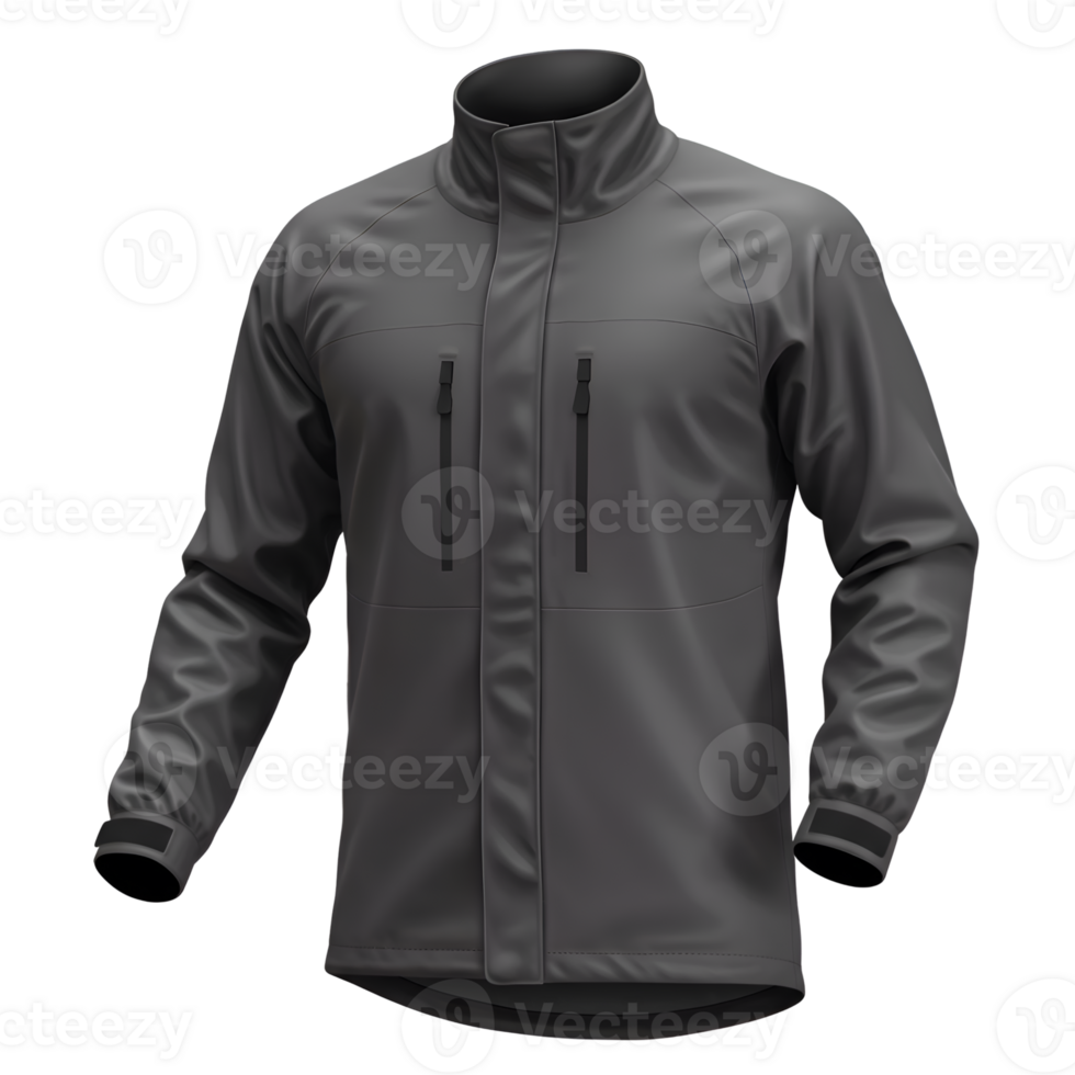 Men Charcoal Grey Softshell Jacket Mockup, 3D Render png