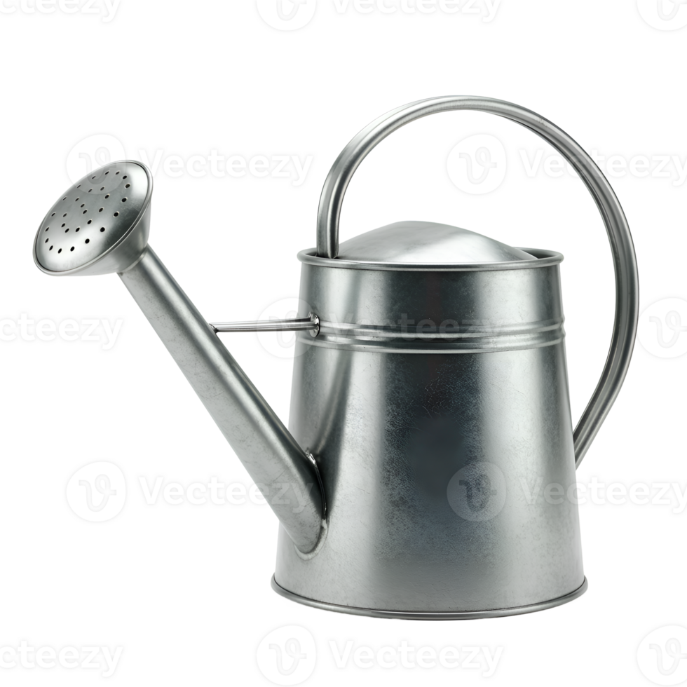 Galvanized Metal Watering Can Isolated on White Background png