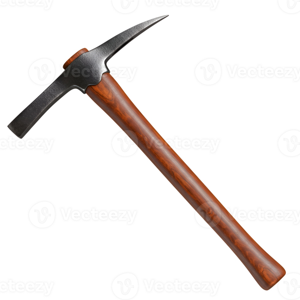 HighAngle Closeup of a Classic Pickaxe with Wooden Handle Isolated on Transparent Background png