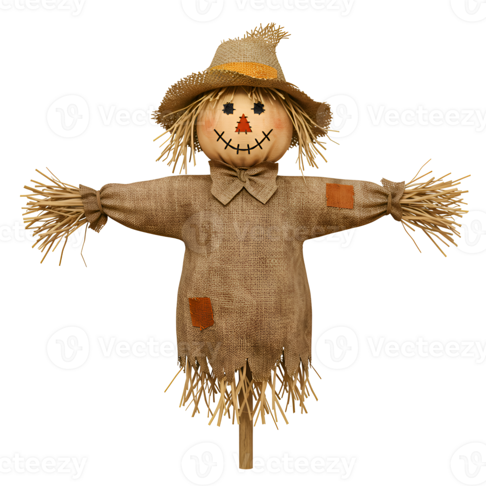 Friendly Scarecrow Decoration for Autumn and Fall Celebrations png