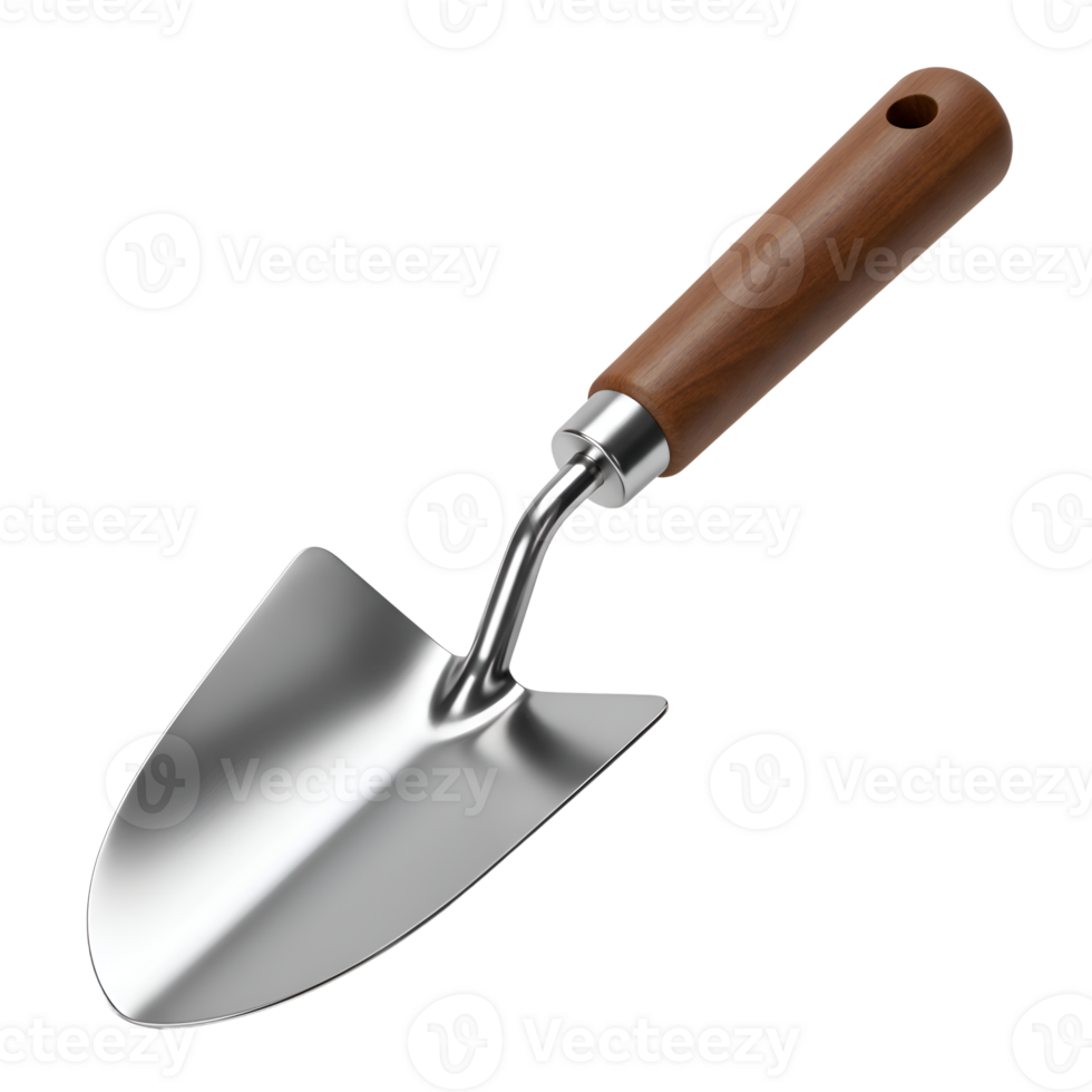 Gardening Trowel with Wooden Handle Isolated on Black png