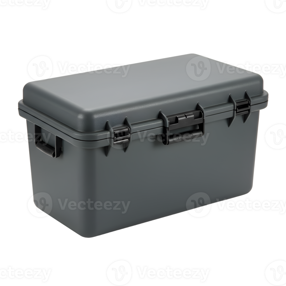 Durable Gray Plastic Storage Container with Secure Latches png