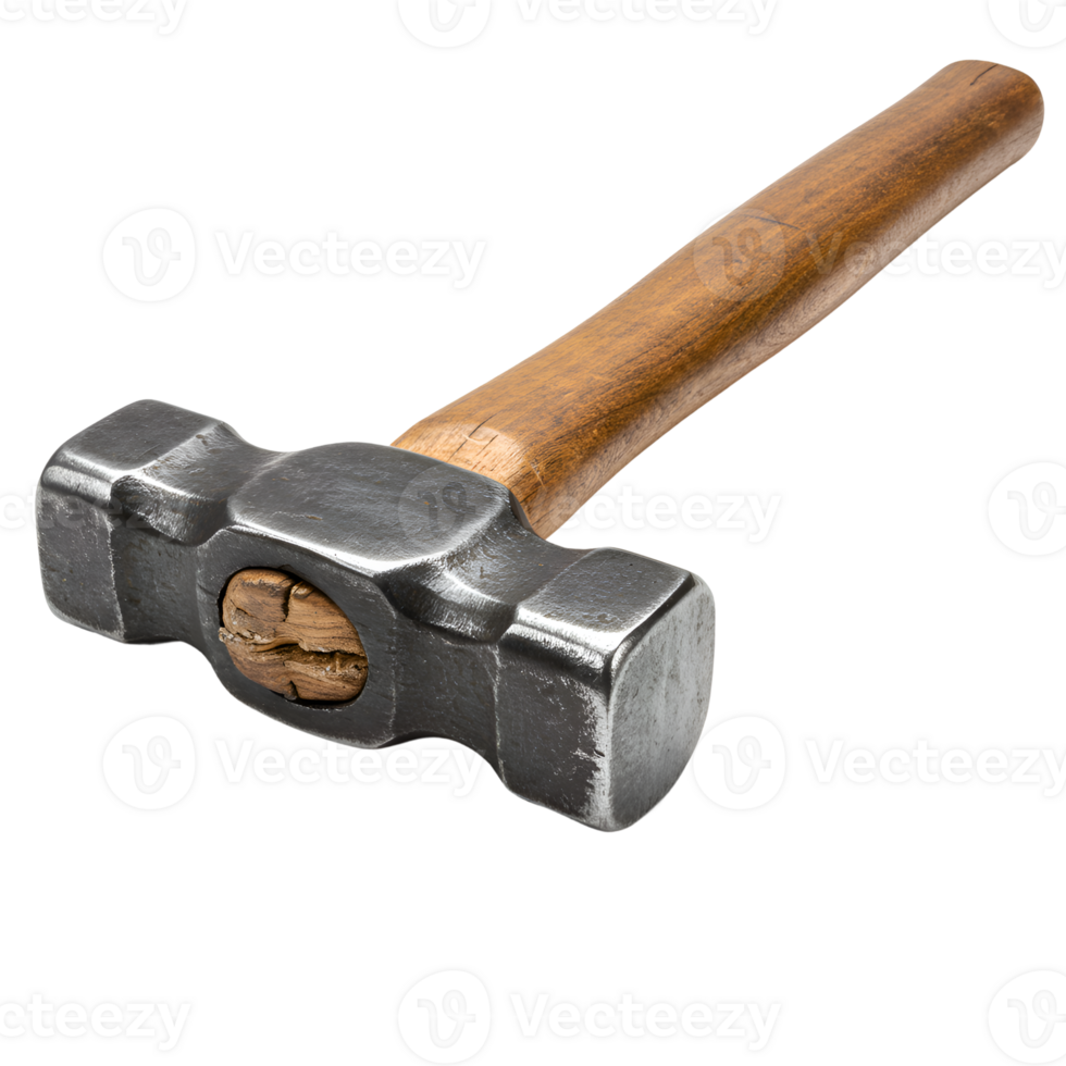 Handcrafted Steel Hammer with Wooden Handle Blacksmith Tool png