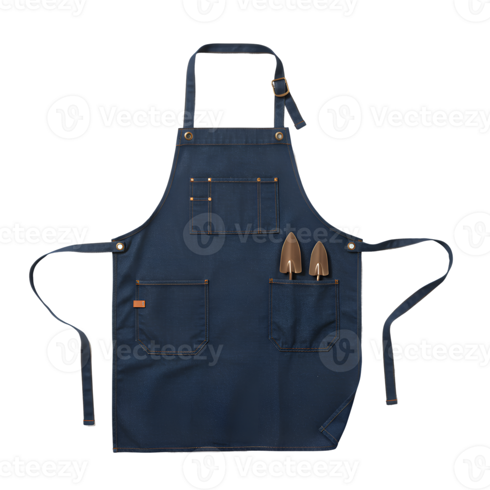 Denim Gardening Apron with Tools Studio Shot png