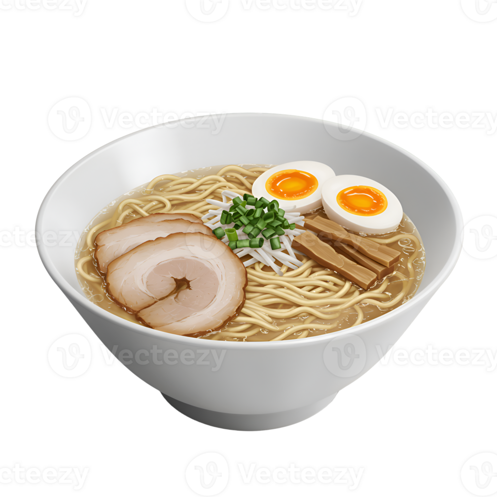 Delicious Bowl of Ramen Noodles with Chashu Pork, Soft Boiled Eggs, and Menma Bamboo Shoots png