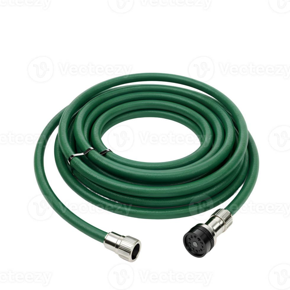 Coiled Green Industrial Hose with Connectors png
