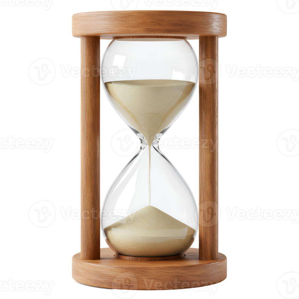 Classic Wooden Hourglass with Sand Slowly Running Out Time Management Concept png