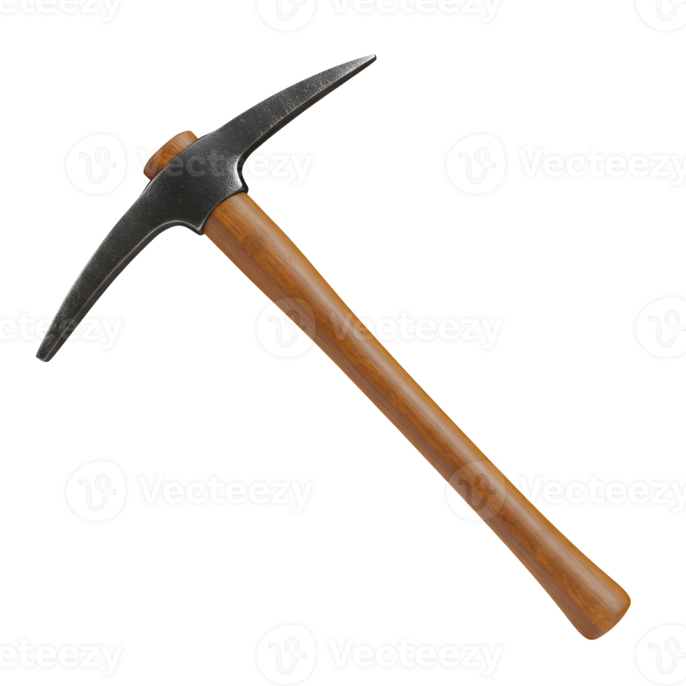 Classic Pickaxe with Wooden Handle Isolated on Black png
