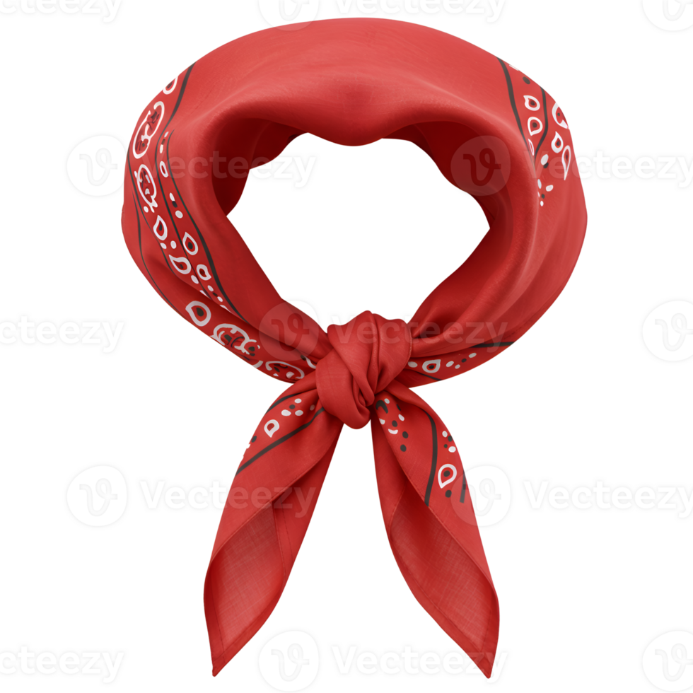 Classic Red Bandana Tied in a Knot Isolated on Black png