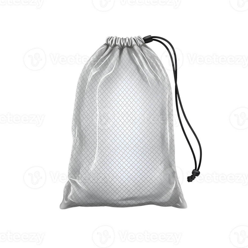 Blank White Drawstring Mesh Laundry Bag Mockup png