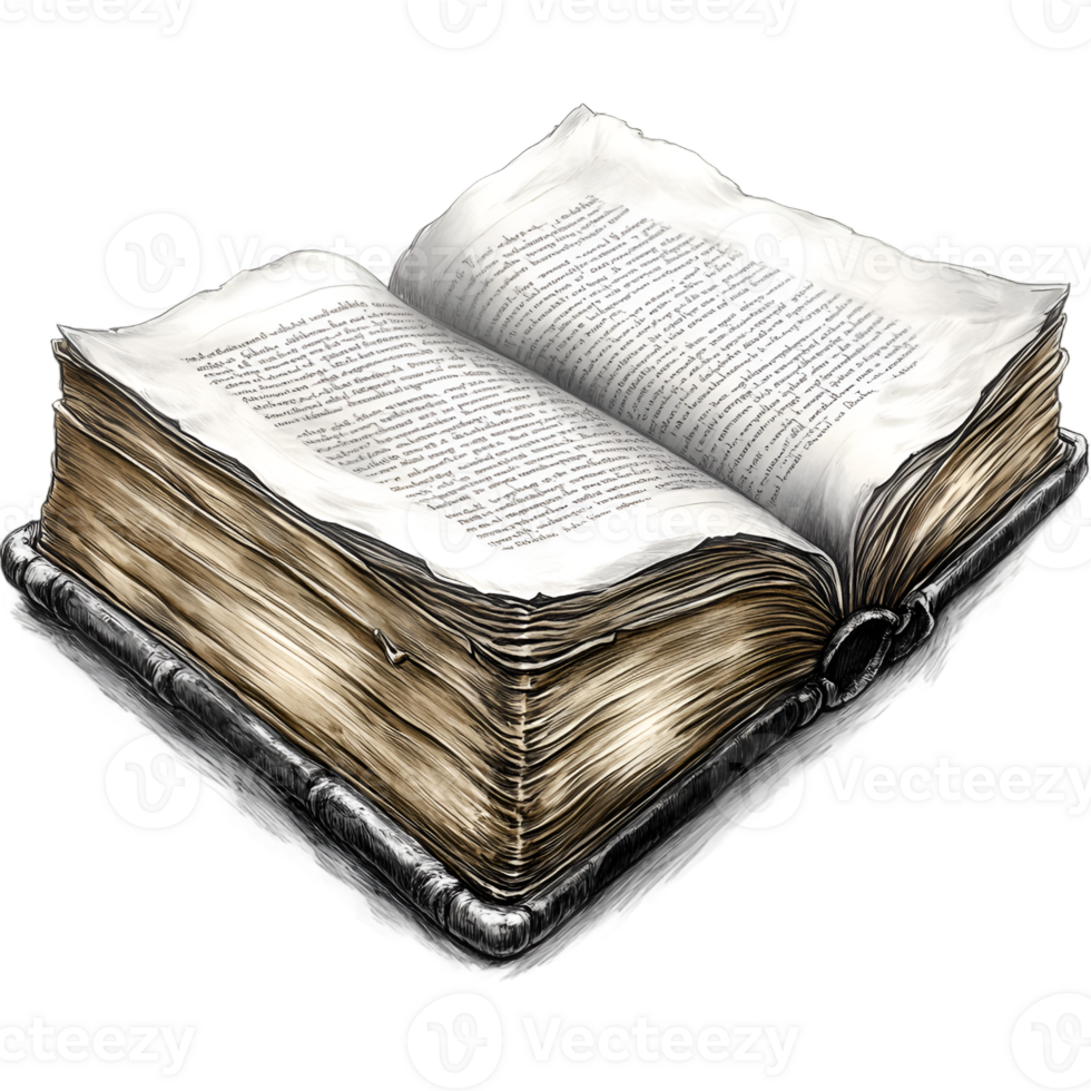 Ancient Tome Open Book of Knowledge and History png